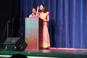 Our 7th grade student Emcee's exuded great energy, enthusiasm and charm when presenting our show in Tamil.